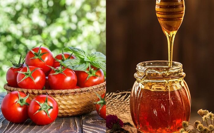 Mật ong và cà chua giúp cải thiện da sạm đen do cháy nắng