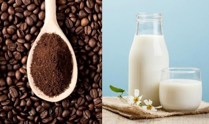 Sữa tươi không đường và bã cà phê giúp tẩy tế bào chết và dưỡng trắng da hiệu quả