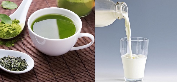 Nước trà xanh trộn sữa tươi không đường có thể dùng để tắm toàn thân dưỡng trắng