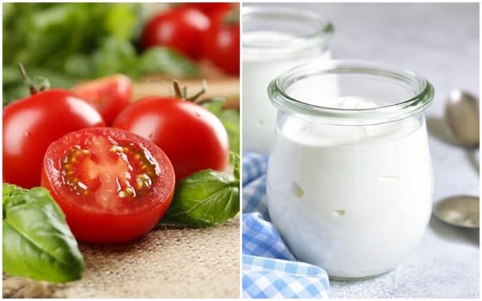 Mặt nạ cà chua và sữa chua giúp dưỡng da trắng sáng trở lại sau khi bị cháy nắng
