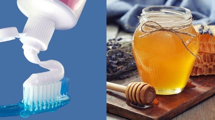 Kem đánh răng và mật ong vừa dưỡng trắng vừa giữ độ ẩm cần thiết cho da