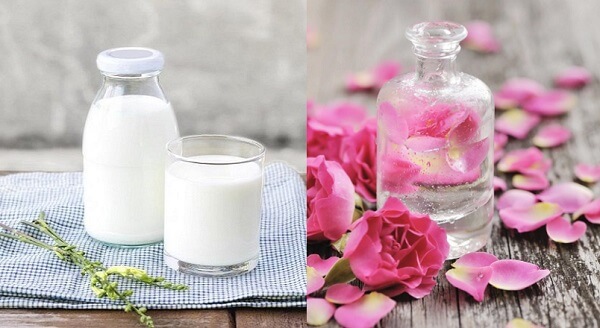 Mặt nạ sữa tươi và nước hoa hồng giúp dưỡng da trắng sáng và se khít lỗ chân lông