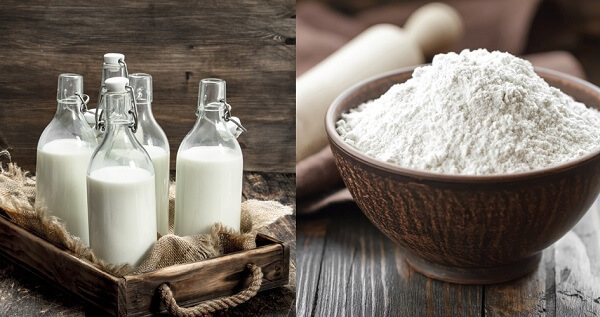 Mặt nạ từ sữa tươi không đường và bột gạo có thể sử dụng cho mọi loại da
