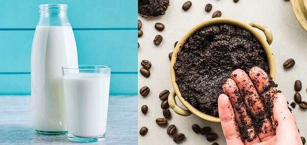 Sữa tươi không đường và bã cà phê giúp dưỡng trắng toàn thân hiệu quả