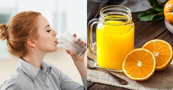 Uống nhiều nước lọc & nước ép hoa quả giúp khắc phục tốt tình trạng da mặt bị bong tróc vào mùa đông